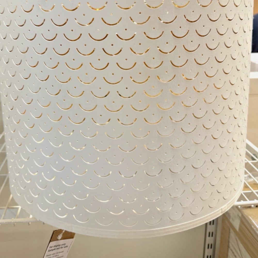 White and Gold Metal Drum Pendant Lamp - Modern Home Accent - Picture 5 of 8